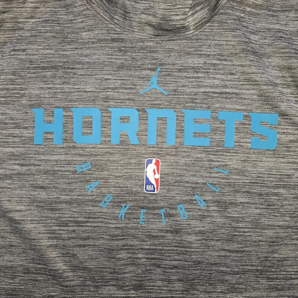 Mens Air Jordan NBA Charlotte Hornets Pullover Hoodie Large Gray